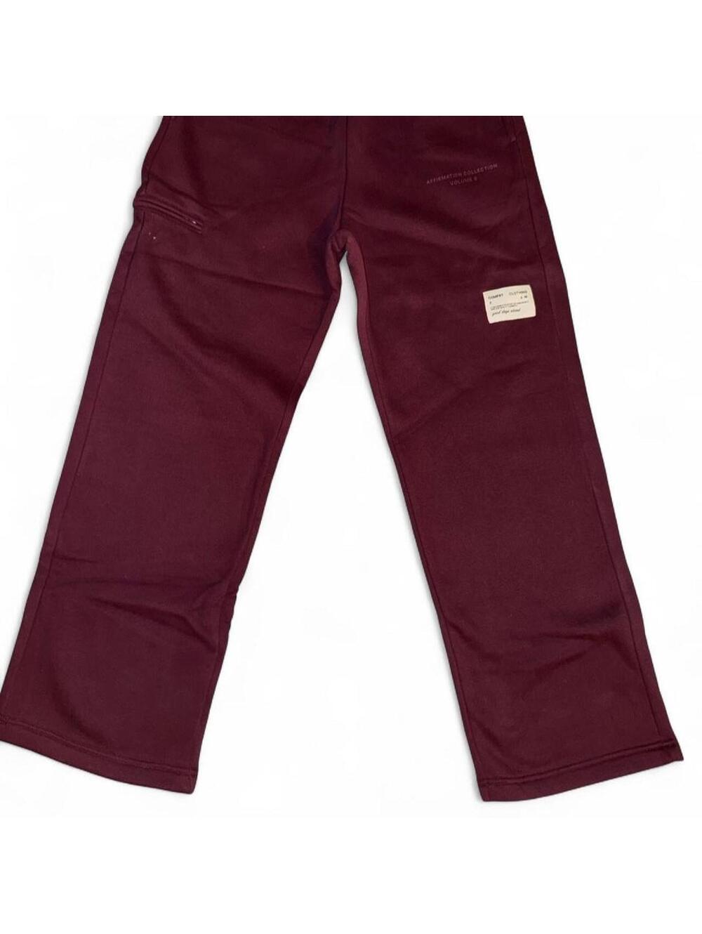 Comfrt unisex affirmation wide leg sweatpant sz S maroon New!